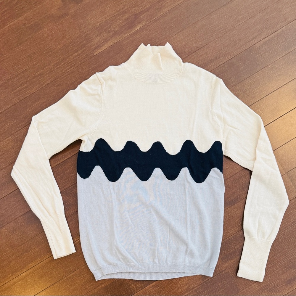 UNIQLO x Marimekko Merino Blend High-neck Long-sleeve Sweater Cream Black